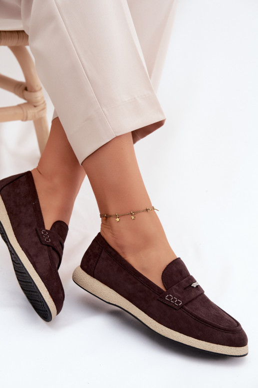 Women's Suede-Look Loafers Vinceza 62273 Chocolate
