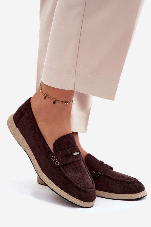 Women's Suede-Look Loafers Vinceza 62273 Chocolate