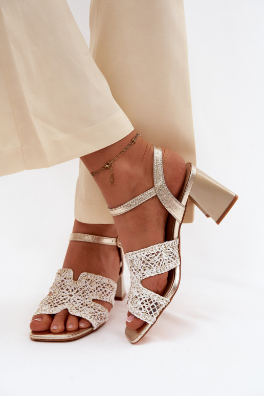 Women's Block Heel Sandals Vinceza 20282 Gold