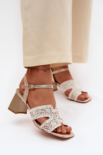 Women's Block Heel Sandals Vinceza 20282 Gold 2