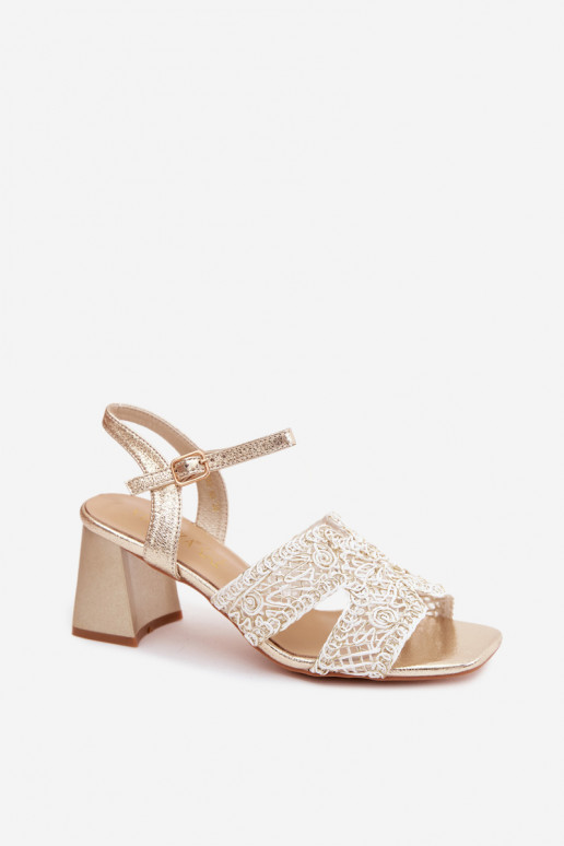 Golden women's high-heeled sandals Vinceza 20282