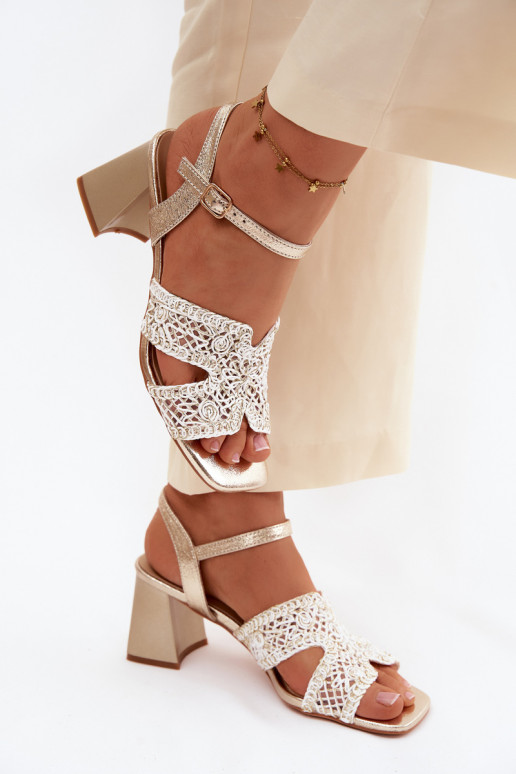 Women's Block Heel Sandals Vinceza 20282 Gold