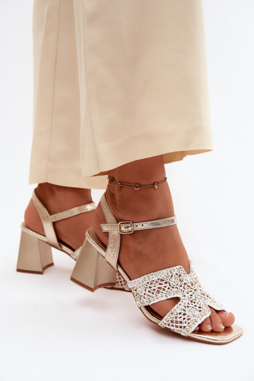 Women's Block Heel Sandals Vinceza 20282 Gold