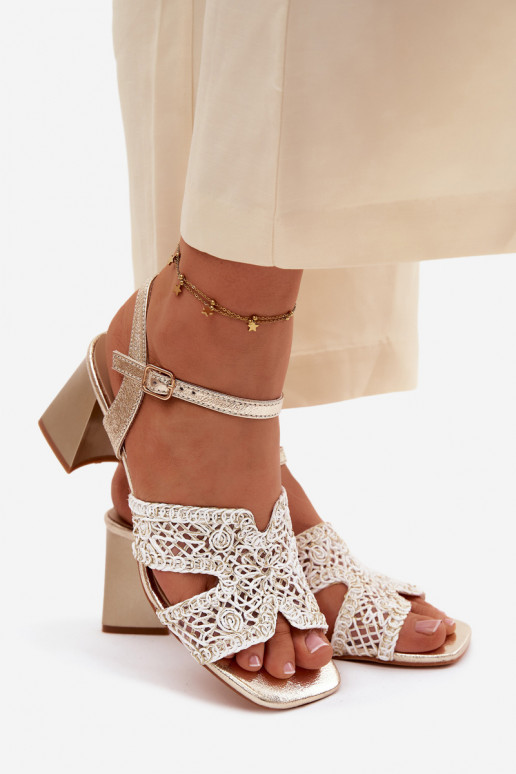 Women's Block Heel Sandals Vinceza 20282 Gold