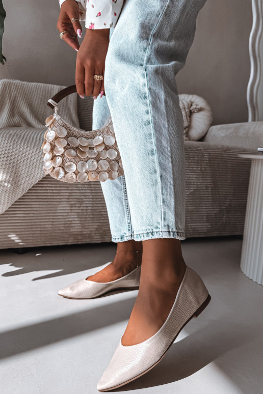 Beige Eco Leather Ballerinas Nelisa