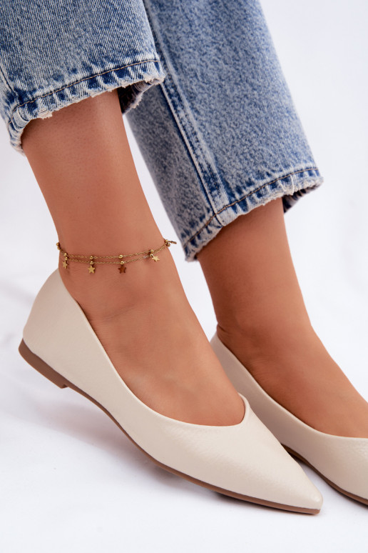 Beige Eco Leather Ballerinas Nelisa
