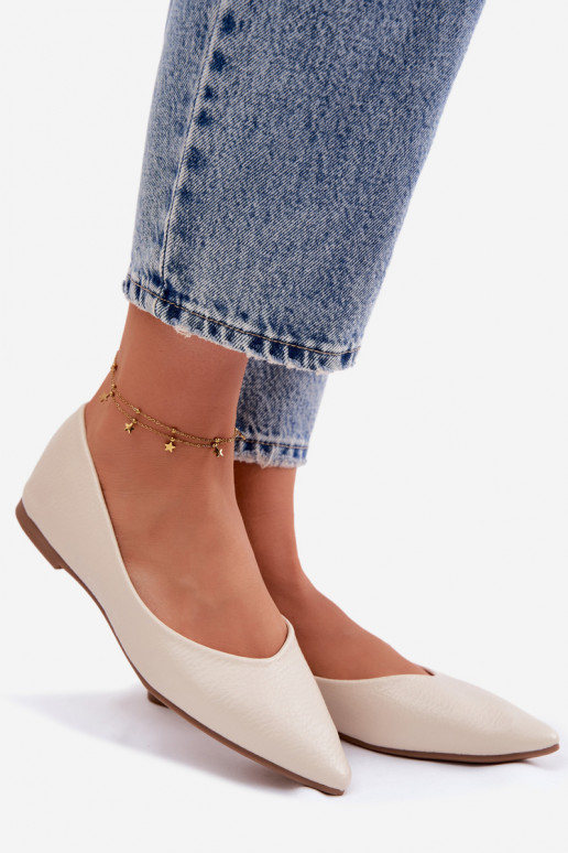 Beige Eco Leather Ballerinas Nelisa