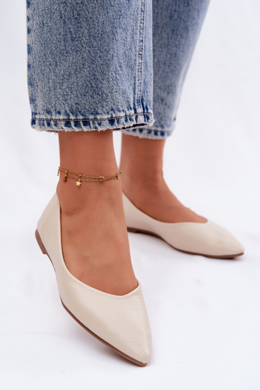 Beige Eco Leather Ballerinas Nelisa