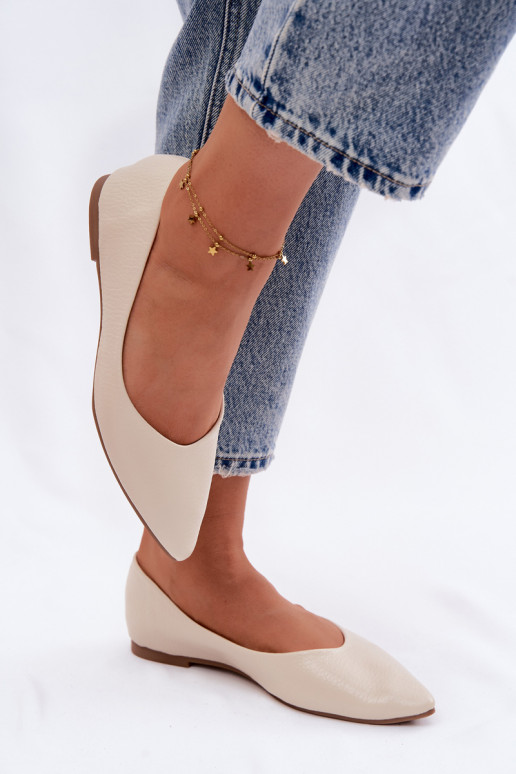 Beige Eco Leather Ballerinas Nelisa
