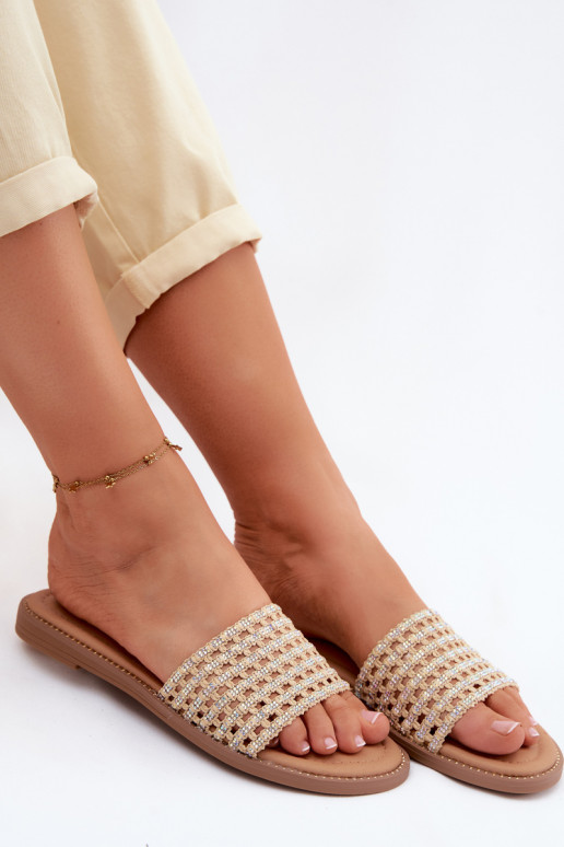 Women's Flat Beige Fendi Slides