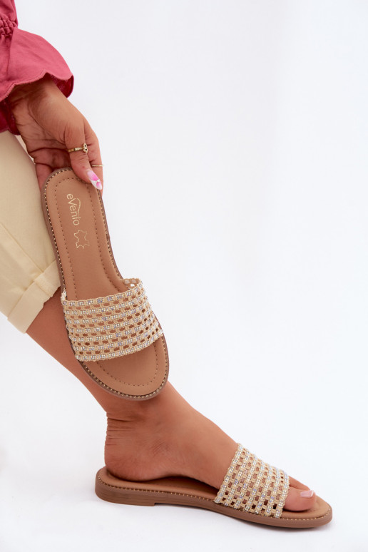 Women's Flat Beige Fendi Slides