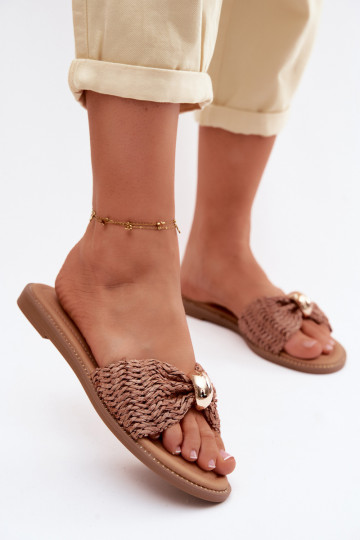 Women's Woven Sandals With Gold Details Brown Goldie 2