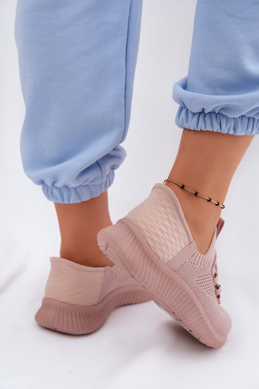 Material Slip-On Women's Sports Shoes Pink Olive