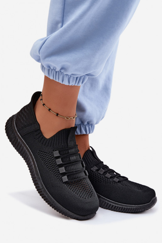 Materiałowe Wsuwane Buty Sportowe Damskie Czarne Olive