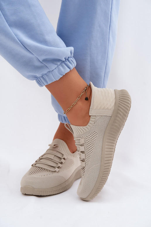 Material Slip-On Women's Sports Shoes Beige Olive