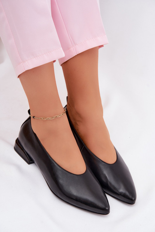 Leather Flat Black Ballerinas Hoshi