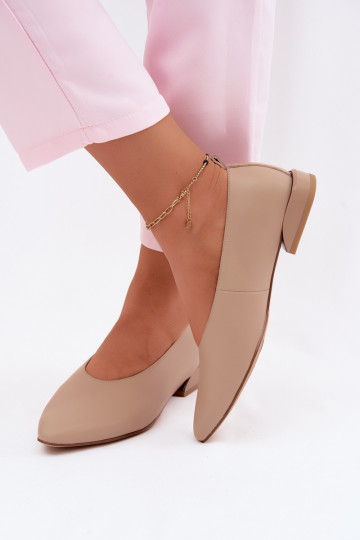 Beżowe baleriny z szerokimi obcasami Hoshi 2