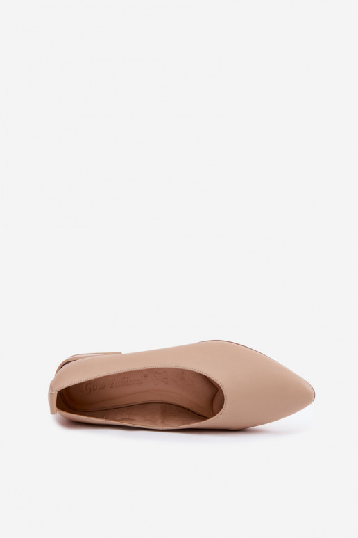 Leather Ballerinas Flat Beige Hoshi
