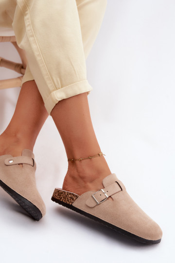 Women's Clogs with Buckle Beige Lacey