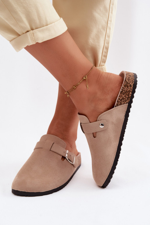 Women's Clogs with Buckle Beige Lacey