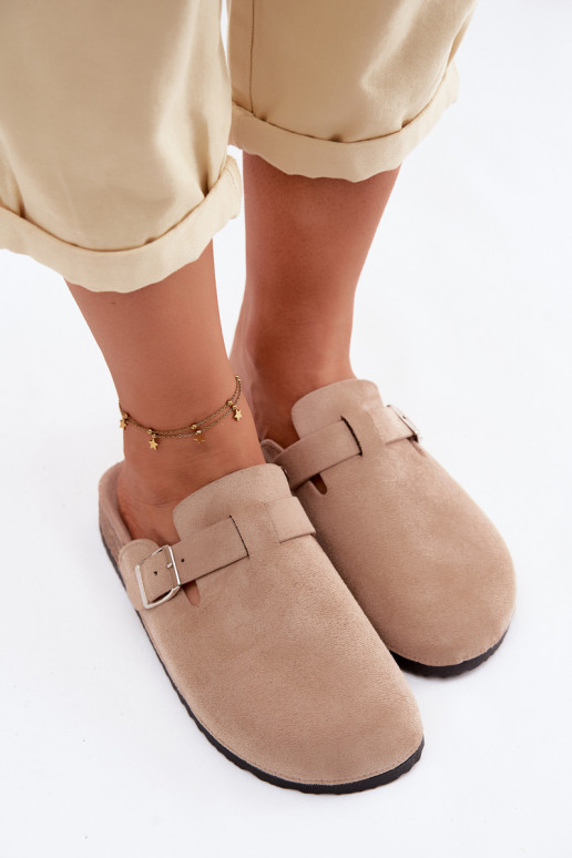 Women's Clogs with Buckle Beige Lacey