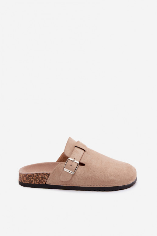 Sand slippers with buckles in sand Lacey