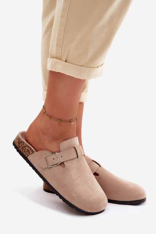 Women's Clogs with Buckle Beige Lacey