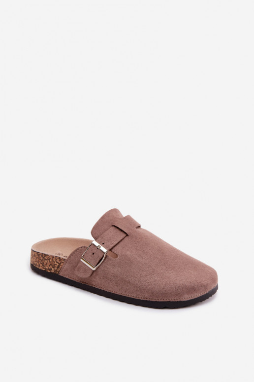 Klapki Chodaki DamskiewithKlamrą Ciemnobeżowe Lacey