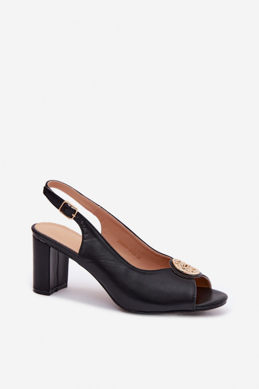 Women's high-heeled sandals with gold details in black Lotus