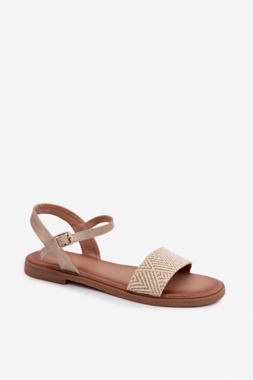 Sandały Damskie Na Płaskim Obcasie Złote Lumina