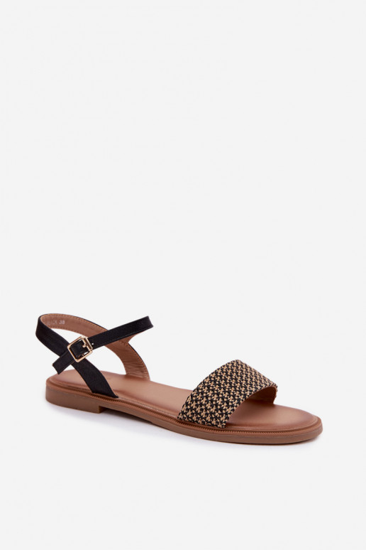 Women's Flat Black Sandals Lumina