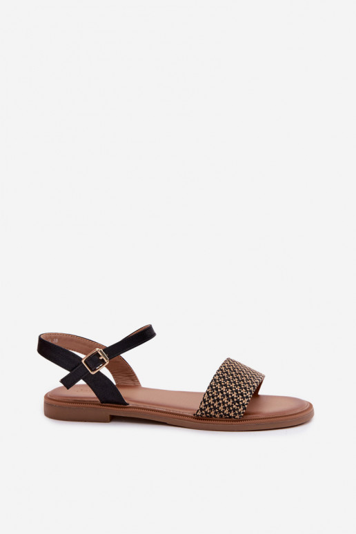 Women's Flat Black Sandals Lumina