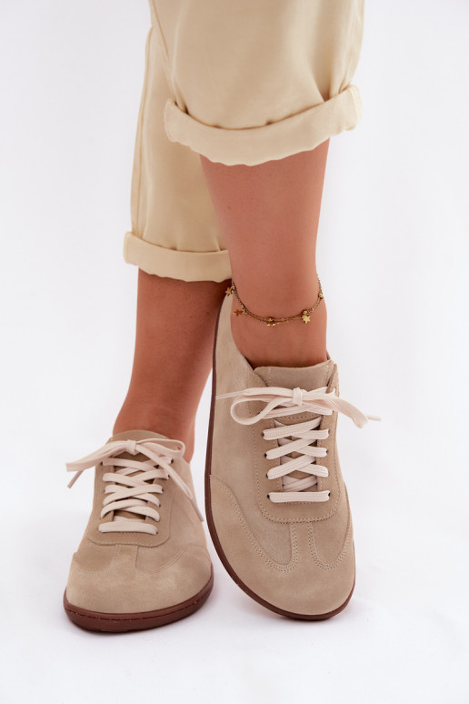Faux suede casual shoes Barefoot Zazoo N1243 sand