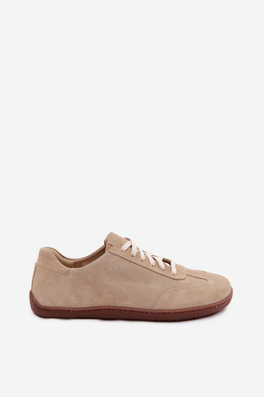 Leather Suede Women's Sneakers Barefoot Zazoo N1243 Beige