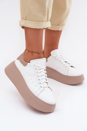 Leather sneakers with platform Zazoo N408S2 white 2