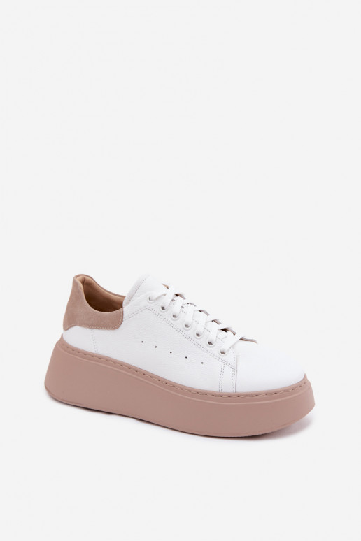 Skórzane sneakersy na platformie Zazoo N408S2 białe