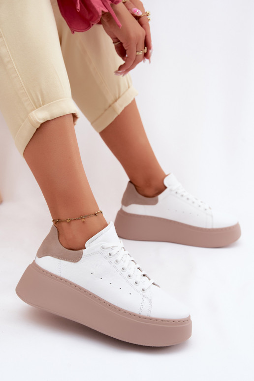 Leather sneakers with platform Zazoo N408S2 white