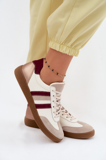 Skórzane sneakersy Zazoo N1234S2 białe-bordo