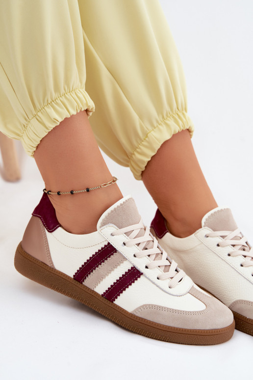 Leather Women's Sneakers Zazoo N1234S2 White-Red