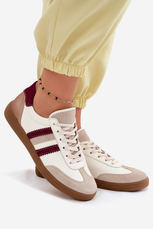 Leather Women's Sneakers Zazoo N1234S2 White-Red