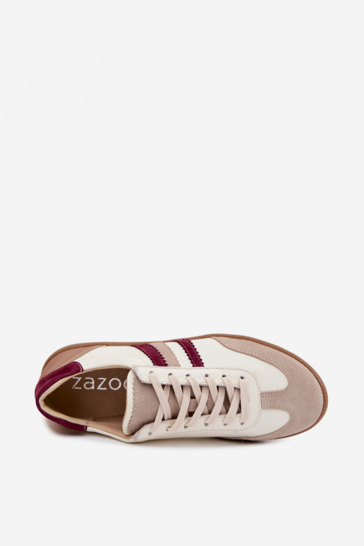Odiniai sportbačiai Zazoo N1234S2 baltos-bordo spalvos