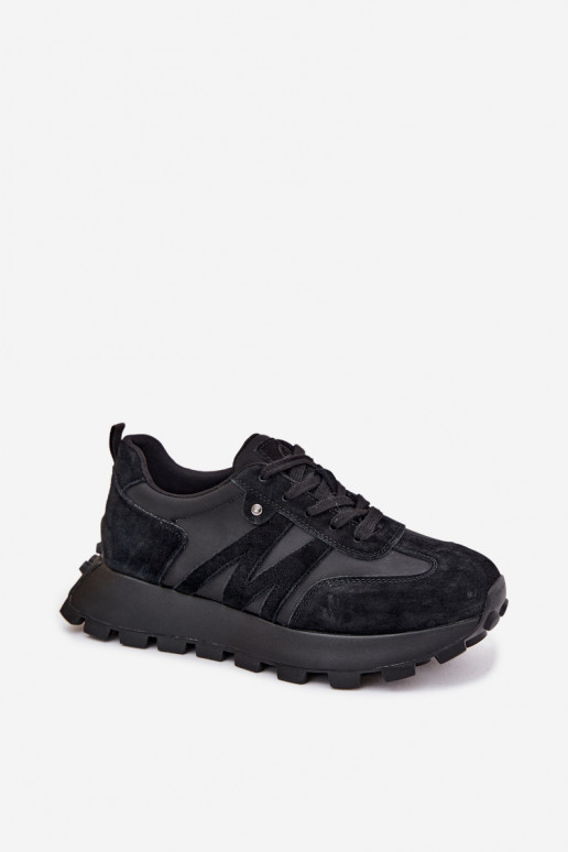 Zamszowe sneakersy na platformie Vinceza 41520 czarne