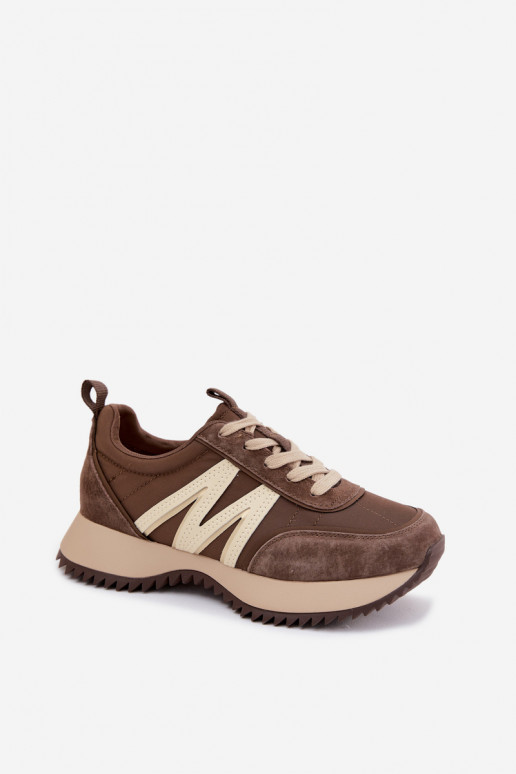 Zamszowe sneakersy na platformie Vinceza 41521 brązowe