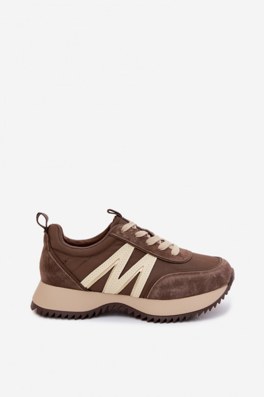 Zamszowe sneakersy na platformie Vinceza 41521 brązowe