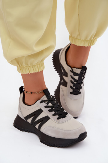 Faux suede sneakers with platform Vinceza 41521 gray