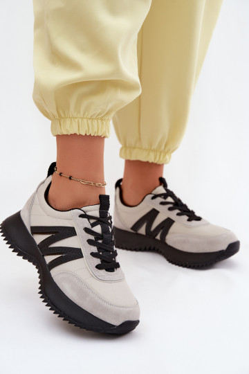 Zamszowe Sneakersy Damskie Na Platformie Vinceza 41521 Szare 2