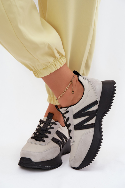 Zamszowe Sneakersy Damskie Na Platformie Vinceza 41521 Szare