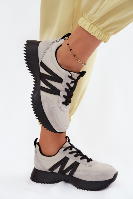 Faux suede sneakers with platform Vinceza 41521 gray