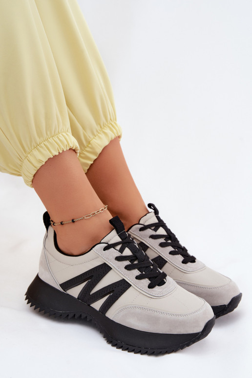 Zamszowe Sneakersy Damskie Na Platformie Vinceza 41521 Szare