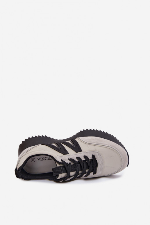 Zamszowe sneakersy na platformie Vinceza 41521 szare